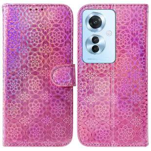 For OPPO Reno11 F Global Colorful Magnetic Buckle Leather Phone Case(Pink)