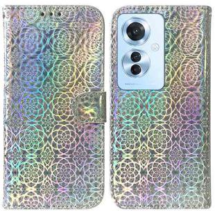 For OPPO Reno11 F Global Colorful Magnetic Buckle Leather Phone Case(Silver)