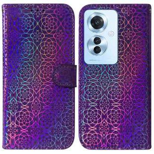 For OPPO F25 Pro 5G Global Colorful Magnetic Buckle Leather Phone Case(Purple)