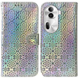 For OPPO Reno11 Pro 5G Global Colorful Magnetic Buckle Leather Phone Case(Silver)