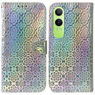 For OPPO K12x Colorful Magnetic Buckle Leather Phone Case(Silver)