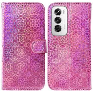 For OPPO Reno12 5G Global Colorful Magnetic Buckle Leather Phone Case(Pink)