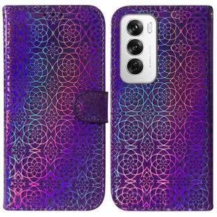 For OPPO Reno12 5G Global Colorful Magnetic Buckle Leather Phone Case(Purple)