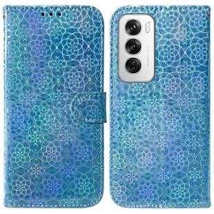 For OPPO Reno12 5G Global Colorful Magnetic Buckle Leather Phone Case(Blue)