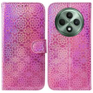 For OPPO Reno12 F 5G Colorful Magnetic Buckle Leather Phone Case(Pink)