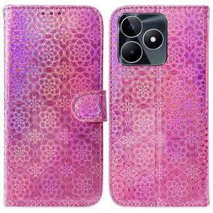 For Realme C53 / Narzo N53 Colorful Magnetic Buckle Leather Phone Case(Pink)