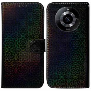 For Realme 11 5G/Narzo 60 India Version Colorful Magnetic Buckle Leather Phone Case(Black)