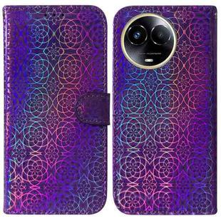 For Realme 11 5G Global Colorful Magnetic Buckle Leather Phone Case(Purple)