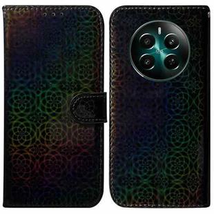 For Realme 12+ Colorful Magnetic Buckle Leather Phone Case(Black)