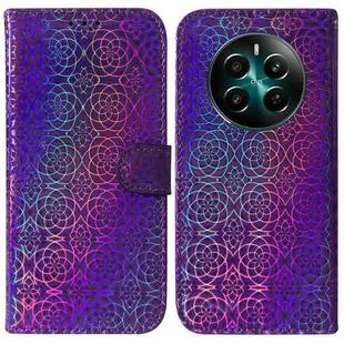 For Realme 12+ Colorful Magnetic Buckle Leather Phone Case(Purple)