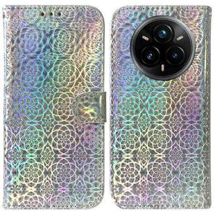 For Realme 14 Pro+ Colorful Magnetic Buckle Leather Phone Case(Silver)