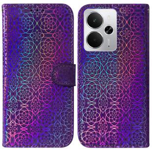 For Realme 14 Colorful Magnetic Buckle Leather Phone Case(Purple)
