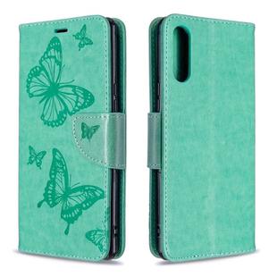 For Sony Xperia L4 Two Butterflies Embossing Pattern Horizontal Flip Leather Case with Holder & Card Slot & Wallet & Lanyard(Green)