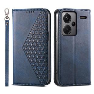 For Xiaomi Redmi Note 13 Pro+ Cubic Grid Calf Texture Magnetic Leather Phone Case(Blue)