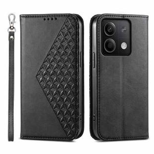 For Xiaomi Redmi Note 13 5G Cubic Grid Calf Texture Magnetic Leather Phone Case(Black)