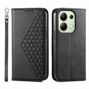 For Xiaomi Redmi Note 13 4G Cubic Grid Calf Texture Magnetic Leather Phone Case(Black)