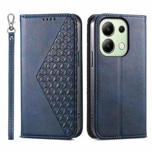 For Xiaomi Redmi Note 13 4G Cubic Grid Calf Texture Magnetic Leather Phone Case(Blue)