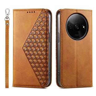 For Xiaomi Redmi A3 Cubic Grid Calf Texture Magnetic Leather Phone Case(Yellow)