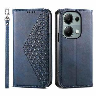 For Xiaomi Redmi Note 13 Pro 4G Cubic Grid Calf Texture Magnetic Leather Phone Case(Blue)