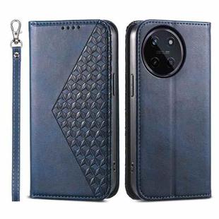 For Realme 11 4G Cubic Grid Calf Texture Magnetic Leather Phone Case(Blue)