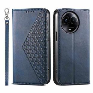 For Realme 11 5G Cubic Grid Calf Texture Magnetic Leather Phone Case(Blue)