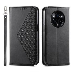 For Realme 14 Pro Cubic Grid Calf Texture Magnetic Leather Phone Case(Black)