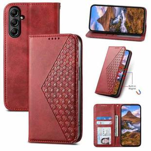 For Samsung Galaxy A25 Cubic Grid Calf Texture Magnetic Leather Phone Case(Red)