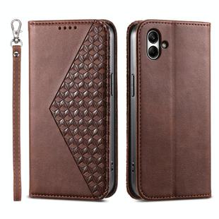 For Samsung Galaxy A05 Cubic Grid Calf Texture Magnetic Leather Phone Case(Brown)
