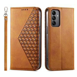 For Samsung Galaxy A05s Cubic Grid Calf Texture Magnetic Leather Phone Case(Yellow)