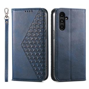For Samsung Galaxy A15 Cubic Grid Calf Texture Magnetic Leather Phone Case(Blue)