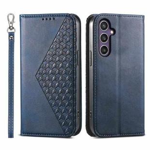 For Samsung Galaxy S24 5G Cubic Grid Calf Texture Magnetic Leather Phone Case(Blue)