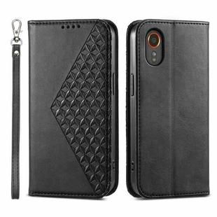 For Samsung Galaxy Xcover 7 Cubic Grid Calf Texture Magnetic Leather Phone Case(Black)