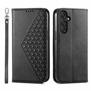 For Samsung Galaxy M55 Cubic Grid Calf Texture Magnetic Leather Phone Case(Black)