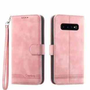 For Samsung Galaxy S10+ Dierfeng Dream Line Leather Phone Case(Pink)