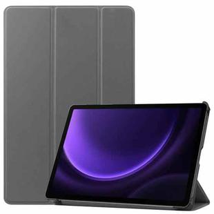 For Samsung Galaxy Tab S9 FE / S10 FE Custer Pure Color 3-Fold Holder Smart Leather Tablet Case(Grey)