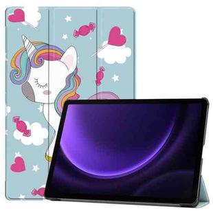 For Samsung Galaxy Tab S9 FE / S10 FE Custer Painted 3-Fold Holder Smart Leather Tablet Case(Unicorn)