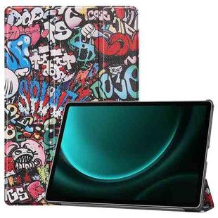 For Samsung Galaxy Tab S9 FE+ / S10+ Custer Painted 3-Fold Holder Smart Leather Tablet Case(Graffiti)