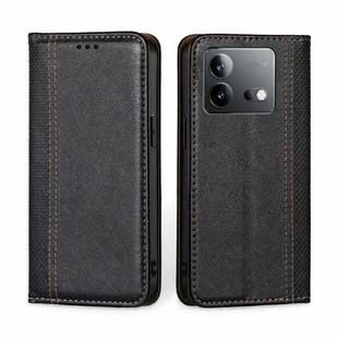 For vivo iQOO Neo 8 5G / 8 Pro 5G Grid Texture Magnetic Flip Leather Phone Case(Black)