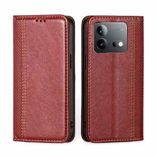 For vivo iQOO Neo 8 5G / 8 Pro 5G Grid Texture Magnetic Flip Leather Phone Case(Red)