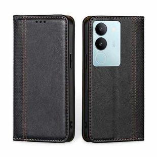 For vivo S17 5G / S17 Pro 5G Grid Texture Magnetic Flip Leather Phone Case(Black)