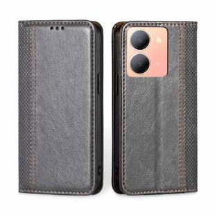 For vivo Y78 5G Grid Texture Magnetic Flip Leather Phone Case(Grey)