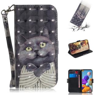 For Samsung Galaxy A21s 3D Painted Pattern Magnetic Attraction Horizontal Flip Leather Case with Holder & Card Slot & Wallet & Lanyard(Embrace Cat)