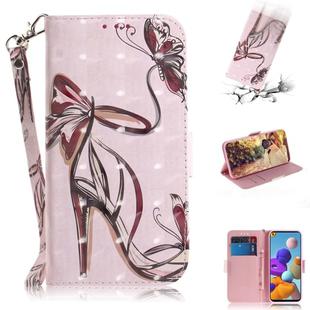 For Samsung Galaxy A21s 3D Painted Pattern Magnetic Attraction Horizontal Flip Leather Case with Holder & Card Slot & Wallet & Lanyard(Butterfly High Heels)