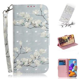 For Samsung Galaxy A21s 3D Painted Pattern Magnetic Attraction Horizontal Flip Leather Case with Holder & Card Slot & Wallet & Lanyard(Magnolia)