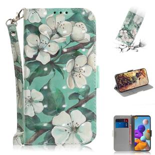 For Samsung Galaxy A21s 3D Painted Pattern Magnetic Attraction Horizontal Flip Leather Case with Holder & Card Slot & Wallet & Lanyard(Watercolor Flowers)
