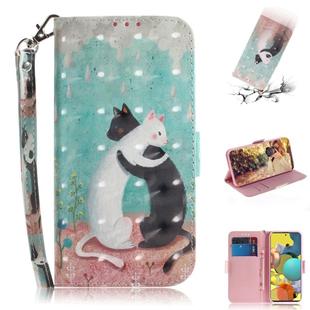 For Samsung Galaxy A51 5G 3D Painted Pattern Magnetic Attraction Horizontal Flip Leather Case with Holder & Card Slot & Wallet & Lanyard(Black White Cat)