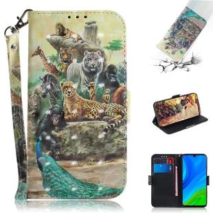 For Huawei P smart 2020 3D Painted Pattern Magnetic Attraction Horizontal Flip Leather Case with Holder & Card Slot & Wallet & Lanyard(Zoo)