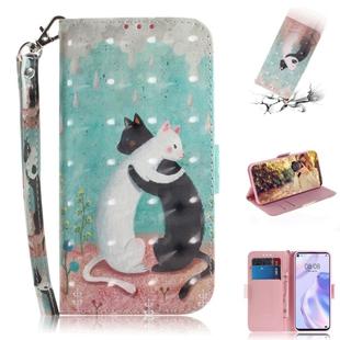 For Huawei P40 lite 5G 3D Painted Pattern Magnetic Attraction Horizontal Flip Leather Case with Holder & Card Slot & Wallet & Lanyard(Black White Cat)