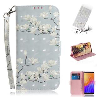 For Huawei Y5p 3D Painted Pattern Magnetic Attraction Horizontal Flip Leather Case with Holder & Card Slot & Wallet & Lanyard(Magnolia)