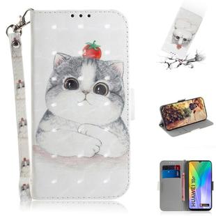 For Huawei Y6p 3D Painted Pattern Magnetic Attraction Horizontal Flip Leather Case with Holder & Card Slot & Wallet & Lanyard(Cute Cat)